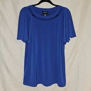 Liz Claiborne Career Elegant‎ Blue Blouse with Flutter Sleeves Sz. M